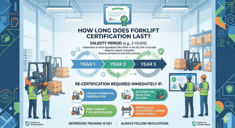 Quanto tempo dura a certificação de operador de empilhadeira?